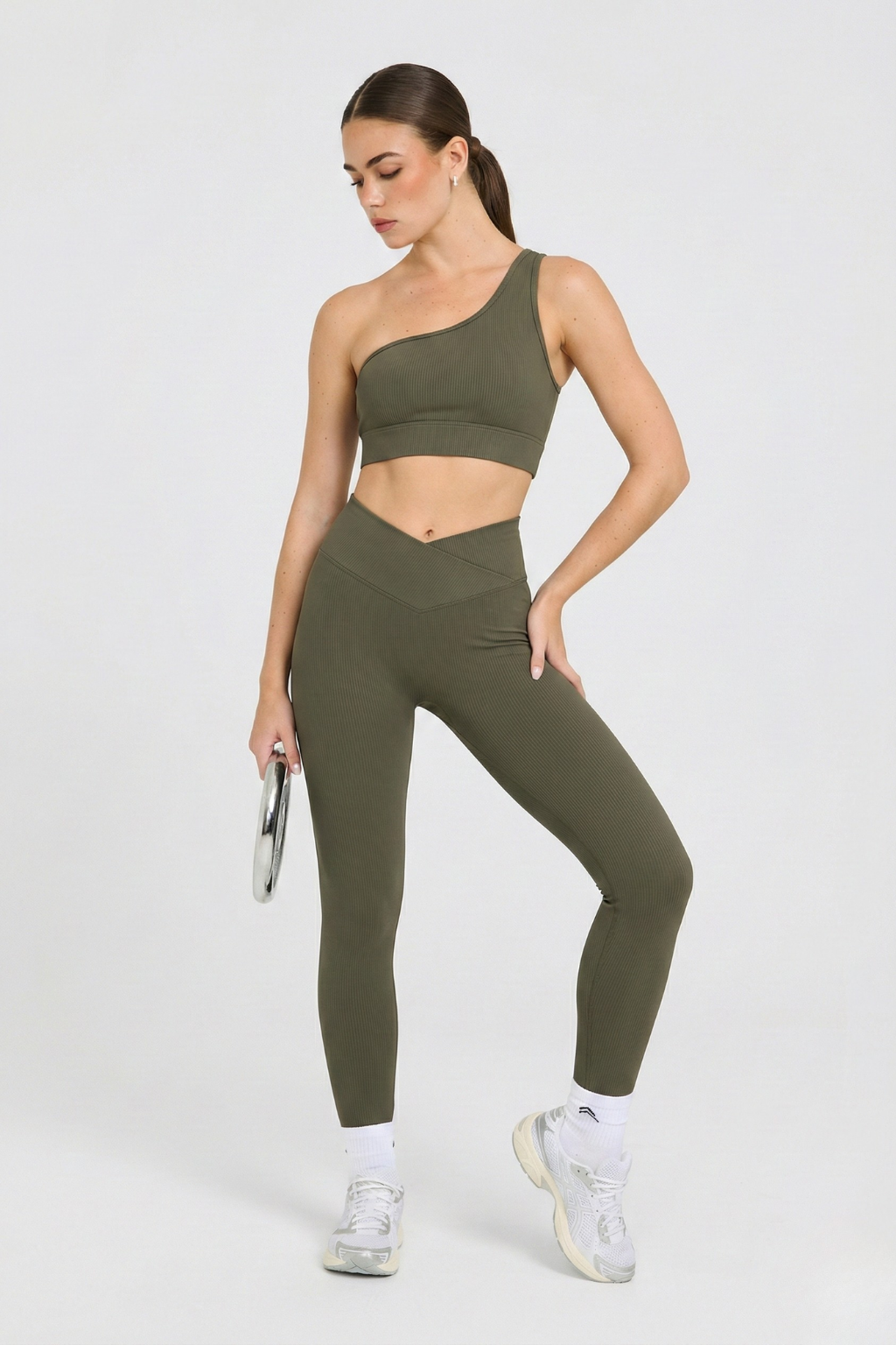 Conjunto Seamless Canelado Olivia - Verde Militar