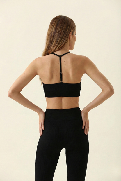 Conjunto Seamless Canelado Val - Preto