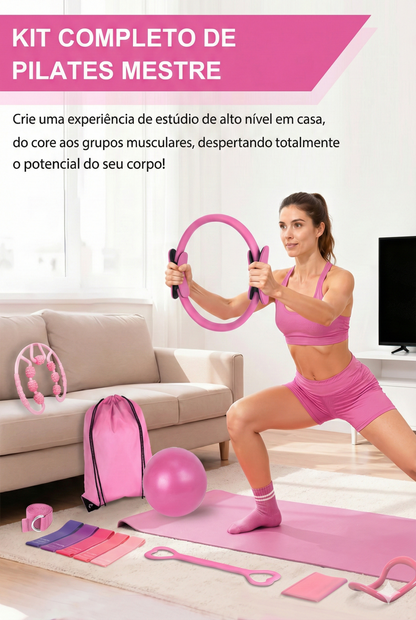 Kit Pilates Home Studio – 13 Peças Completas Rosa