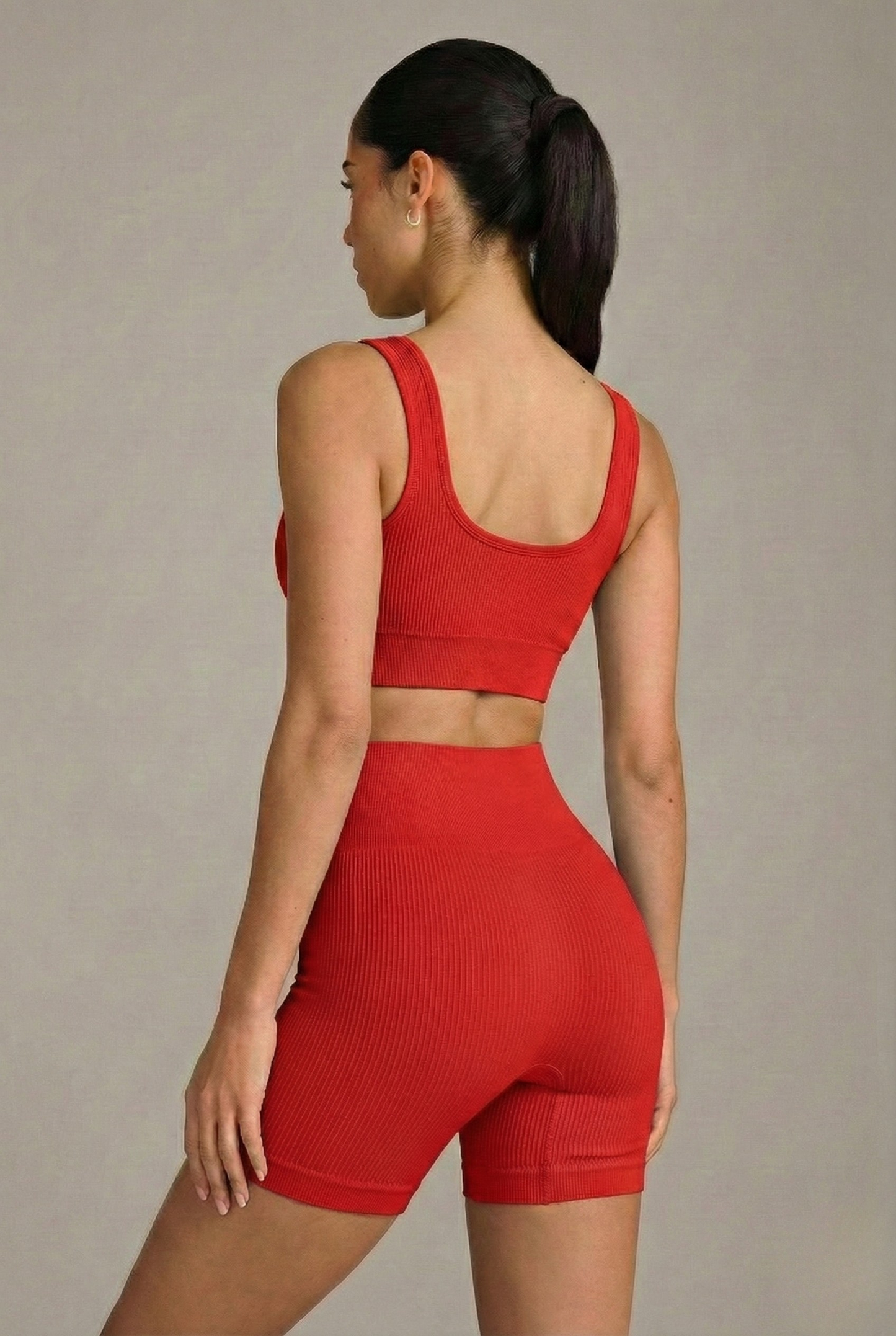 Conjunto Seamless Canelado Jo - Vermelho