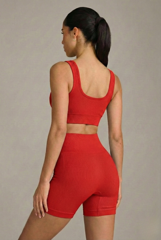 Conjunto Seamless Canelado Jo - Vermelho