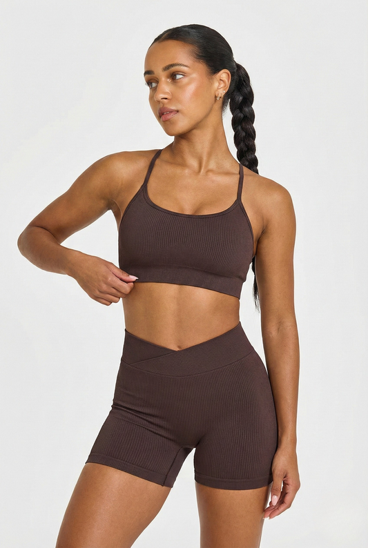 Conjunto Seamless Canelado Val - Marrom