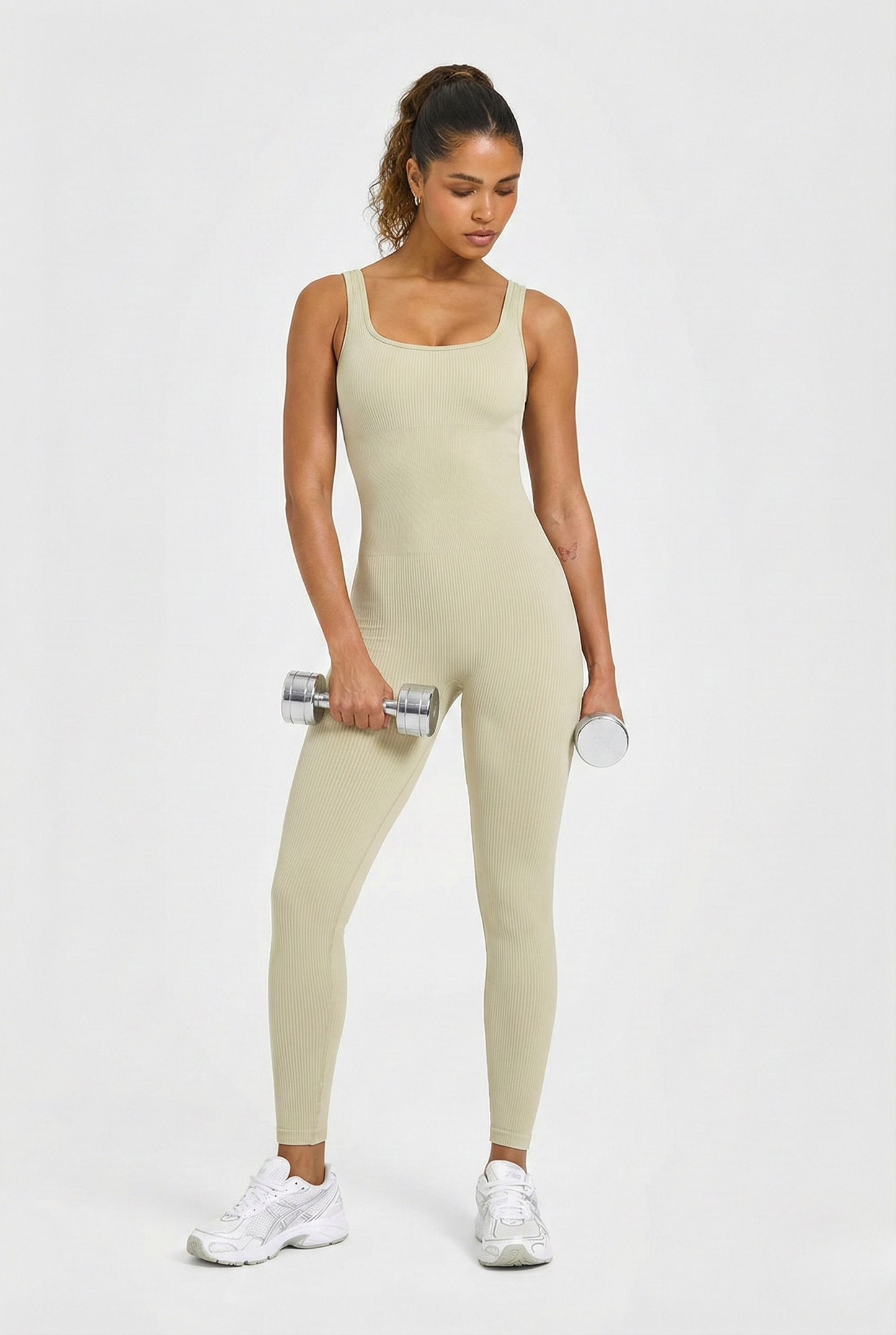 Macacão Canelado Compressão Iara - Champanhe